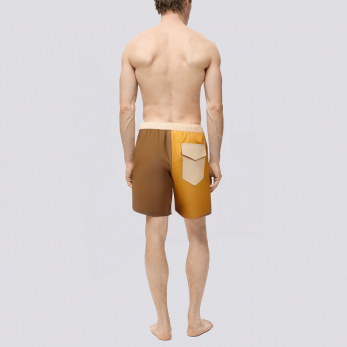 Contrast color stitching elastic waist men's swimming trunks