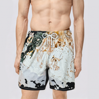 Fashion printed stretch men's swimming trunks
