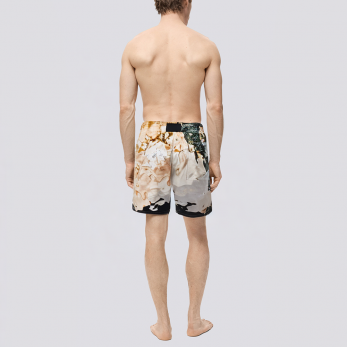 Fashion printed stretch men's swimming trunks