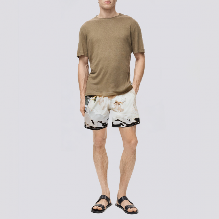 Fashion printed stretch men's swimming trunks