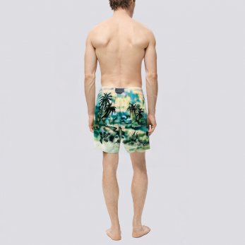 Printed quick-drying high waist men's swimming trunks