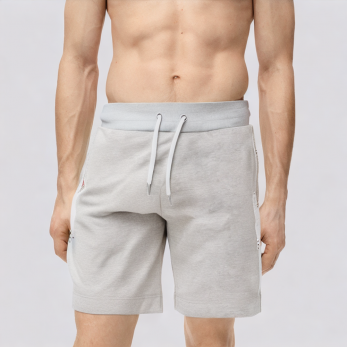 Grey side stripe quick dry men's swim trunks
