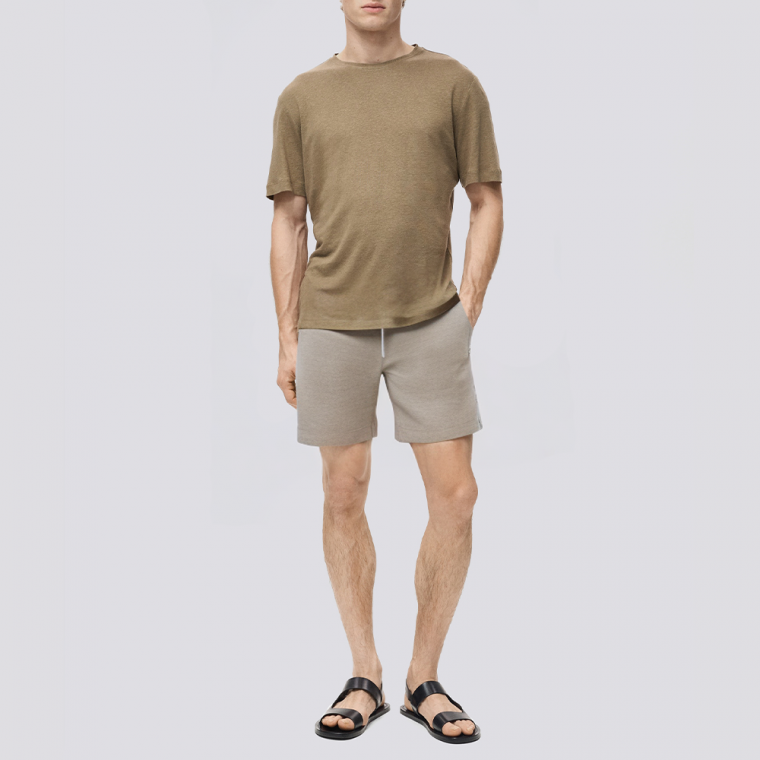 Grey side stripe quick dry men's swim trunks