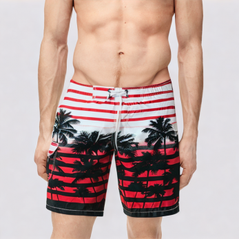 Quick-drying mesh lined men's swim trunks