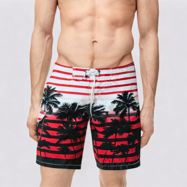 Quick-drying mesh lined men's swim trunks