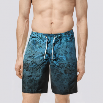 Gradient print quick dry men's swim trunks
