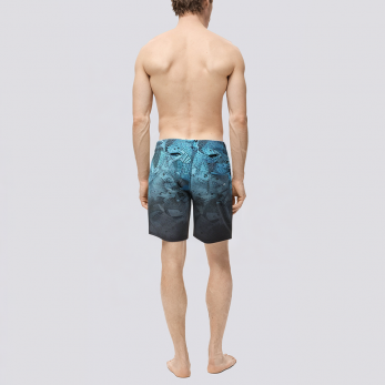 Gradient print quick dry men's swim trunks