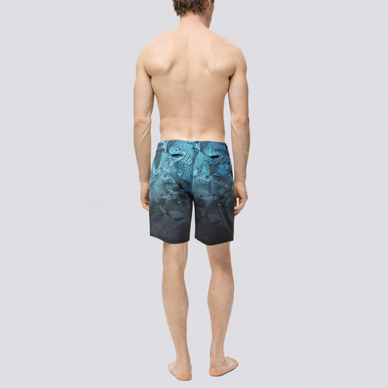 Gradient print quick dry men's swim trunks