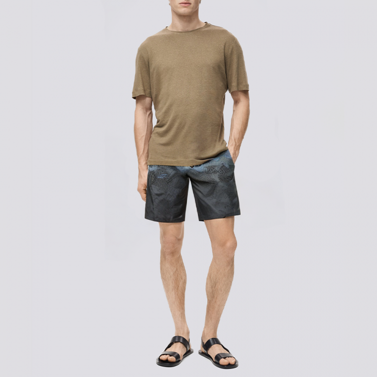 Gradient print quick dry men's swim trunks