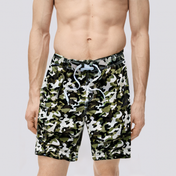 Camouflage print lightweight men's swim trunks