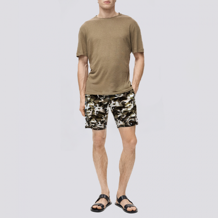 Camouflage print lightweight men's swim trunks