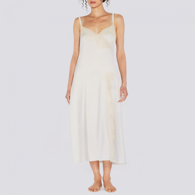 White luxury side slit women's nightgown