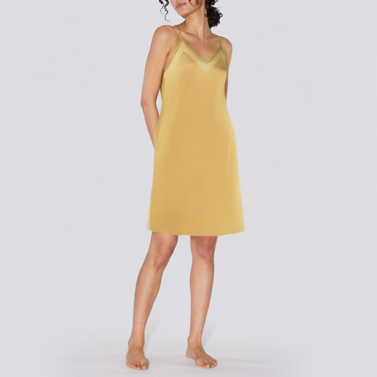 Yellow elegant suspender women's nightgown