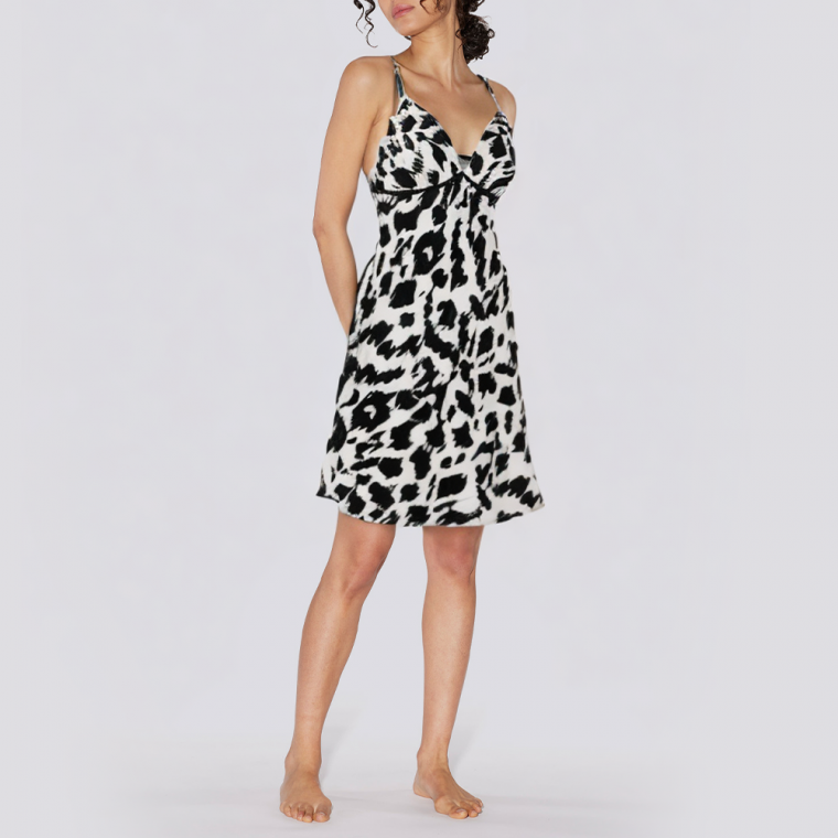Leopard print sexy spaghetti strap women's nightgown