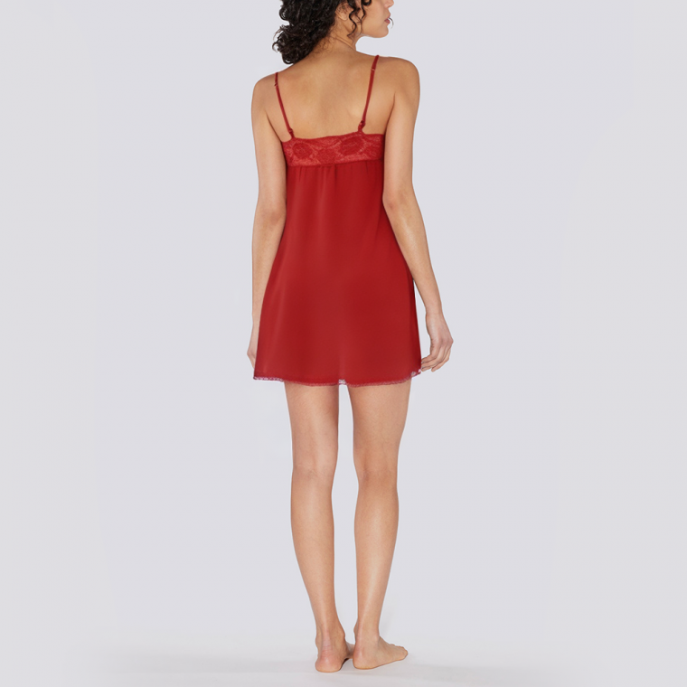 Red sexy deep V-neck lace women's nightgown