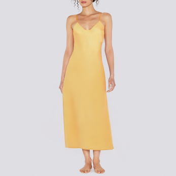 Yellow V-neck backless women's nightgown