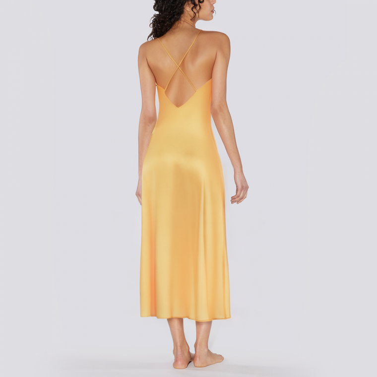 Yellow V-neck backless women's nightgown