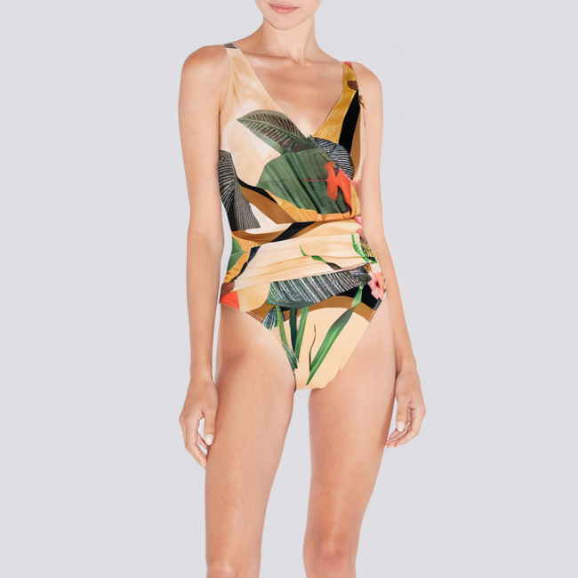 High quality floral print women's one-piece swimsuit