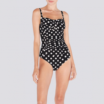 Lightweight polka dot pleated women's one-piece swimsuit