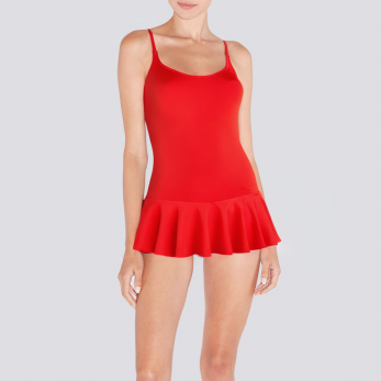Red breathable spaghetti straps women's one-piece swimsuit