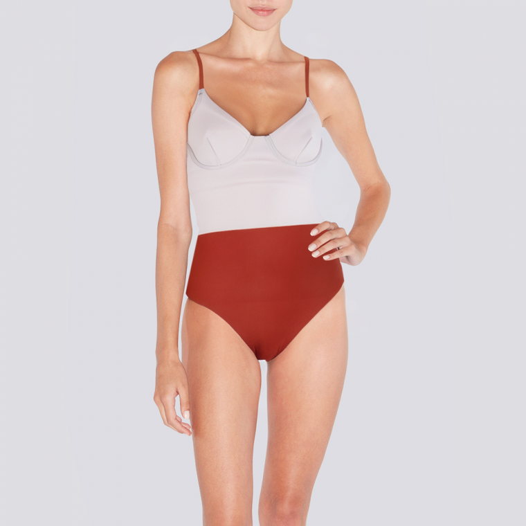 Contrast color slim fit backless women's one-piece swimsuit