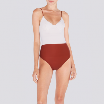 Contrast color slim fit backless women's one-piece swimsuit