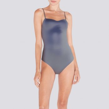 Gray slim fit backless women's one-piece swimsuit