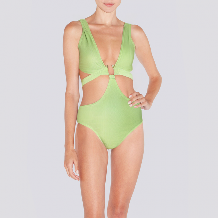 Deep V-neck hollow women's one-piece swimsuit