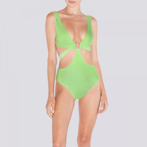 Deep V-neck hollow women's one-piece swimsuit