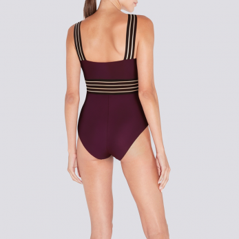 Cross-front slim fit mesh women's one-piece swimsuit