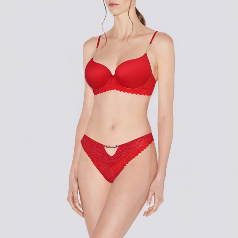 High quality rhinestone lace women's underwear set