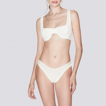 White ribbed comfortable women's underwear set