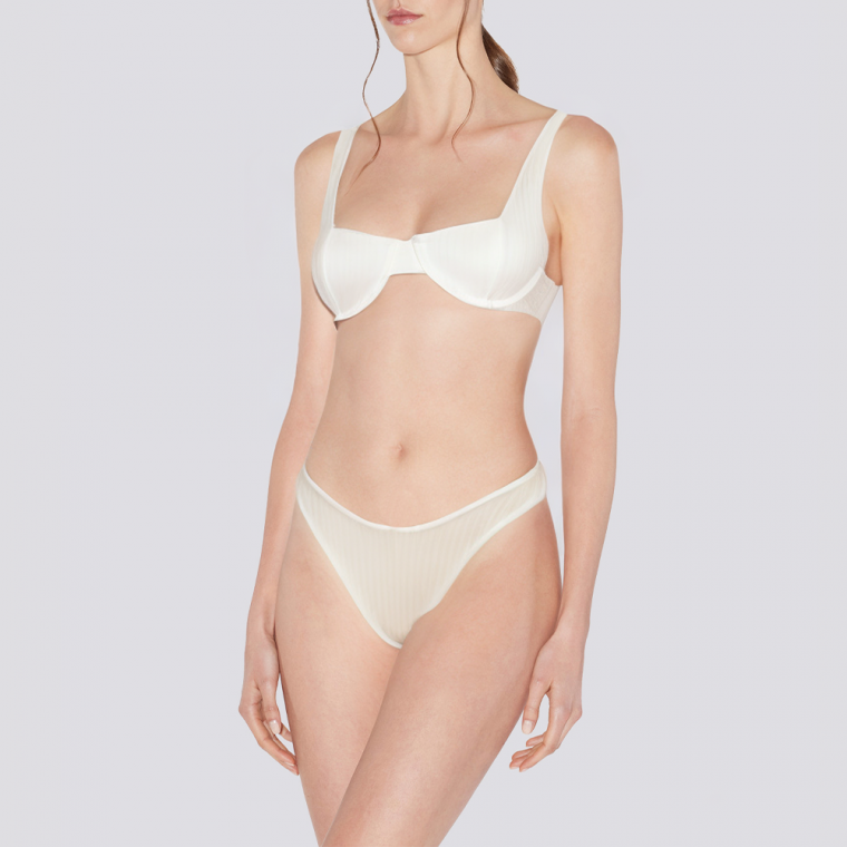 White ribbed comfortable women's underwear set