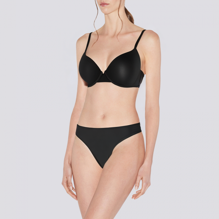 Solid color push up breathable women's underwear set