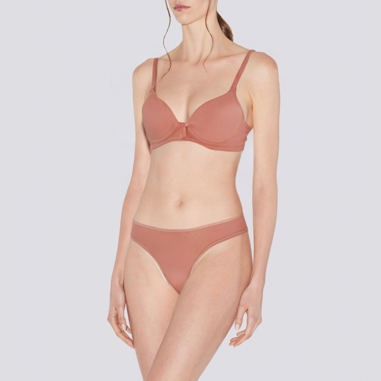 Pink simple breathable women's underwear set