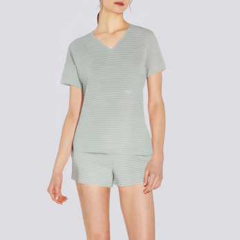 Blue striped breathable women's pajamas set