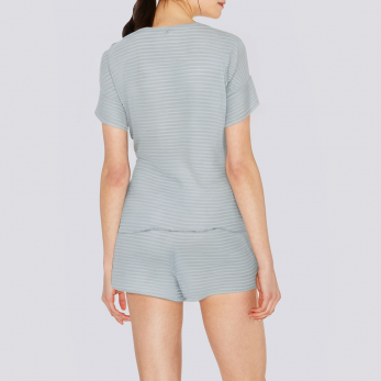 Blue striped breathable women's pajamas set