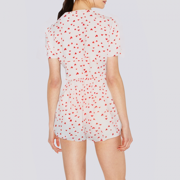 Heart print breathable women's pajama set