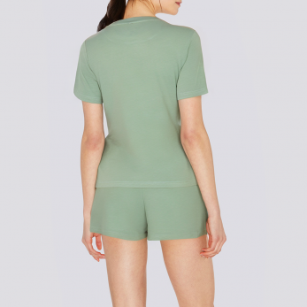 Green elastic skin-friendly women's pajamas set