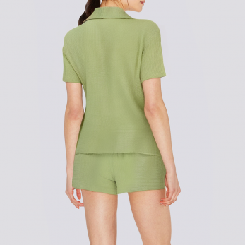 Green pure cotton breathable women's pajamas set