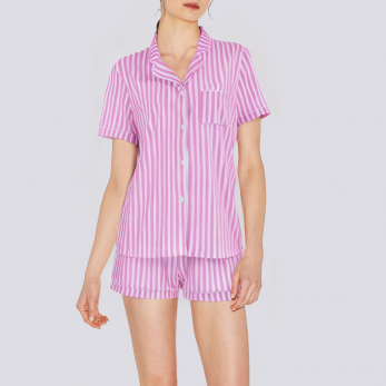 Striped printed soft women's pajama set