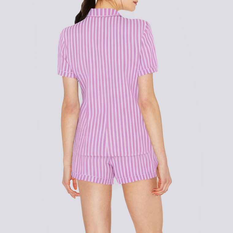Striped printed soft women's pajama set