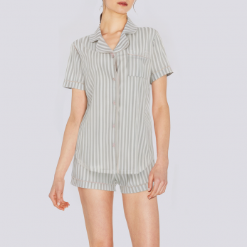 Grey striped comfortable women's pajama set