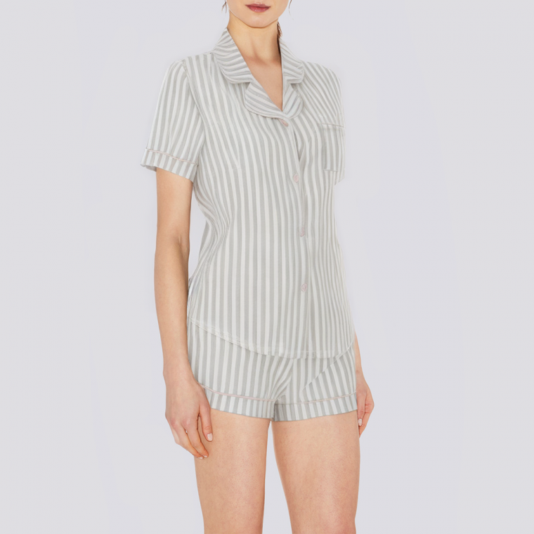 Grey striped comfortable women's pajama set