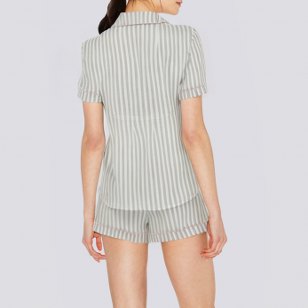 Grey striped comfortable women's pajama set
