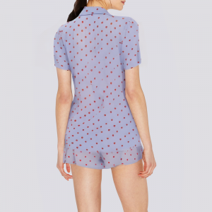 Blue cardigan heart shape women's pajama set