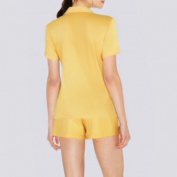 Casual yellow satin women's pajamas set