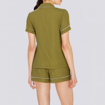 Green casual satin women's pajama set
