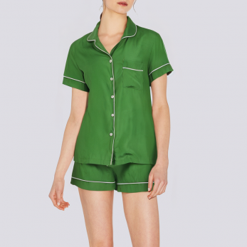 Casual contrast stitching women's pajama set